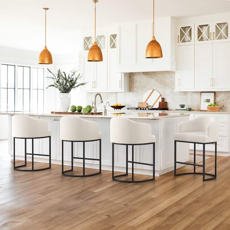 26 in. Bar Stools Upholstered Counter Stools Modern Low Back Metal Kitchen Island Stools - 22.7" W x 21" D x 35.2" H