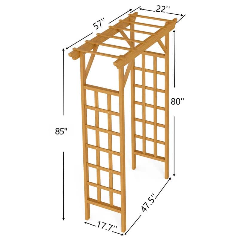 Romantic Solid Wood Garden Arbor, Elegant Light Brown Wedding Arch & Plant Trellis, Heavy-Duty Pergola For Backyard Ceremonies