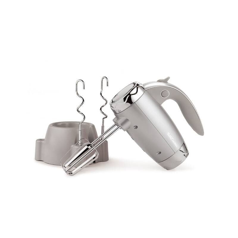 BETTY CROCKER Hand Mixer with Stand, Silver - Silver