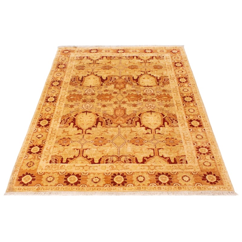 ECARPETGALLERY Hand-knotted Chobi Finest Ivory Wool Rug - 6'4 x 9'0