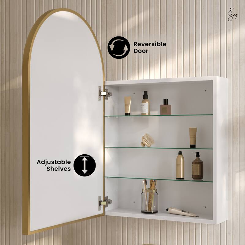 Porte 20 X 30 Arched Recessed/Wall Mount Medicine Cabinet With Mirror In Gold - 20 x 30
