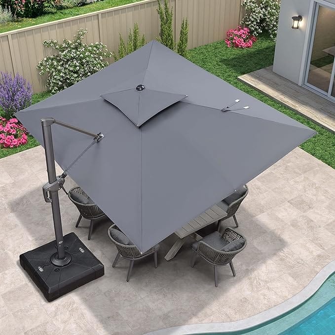 PURPLE LEAF Patio Cantilever Umbrella with 360 Degree Rotation