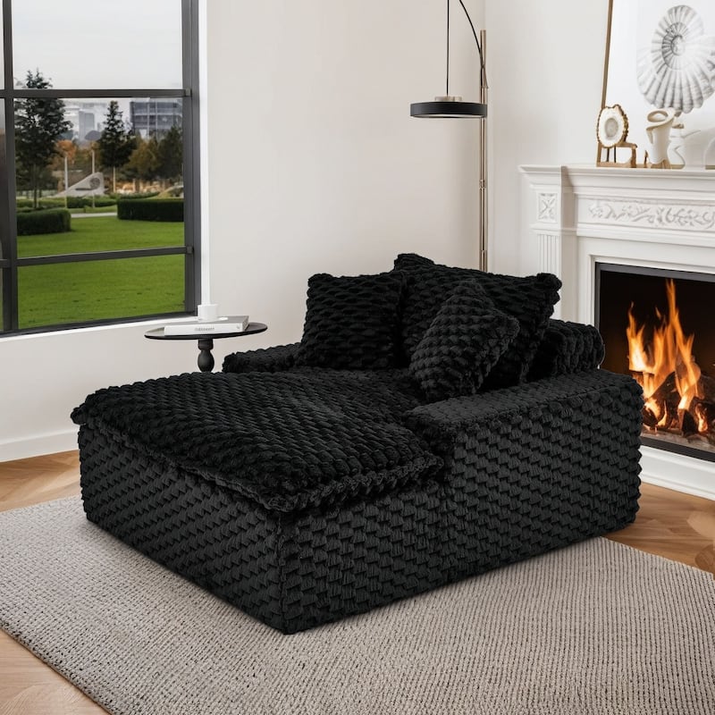 51" Oversized Chaise Lounge Upholstered Chair Indoor Single Sofa with 2 Pillows for Living Room Bedroom