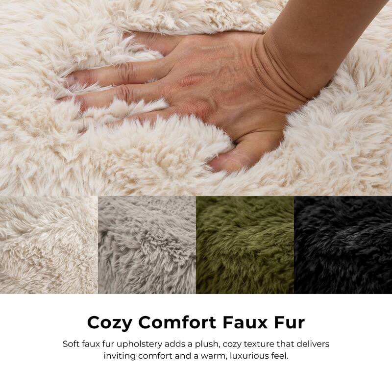 Furniture of America Ylena Modern 5-Piece Faux Fur Foam Modular Compressed Sectional Sofa with Ottoman