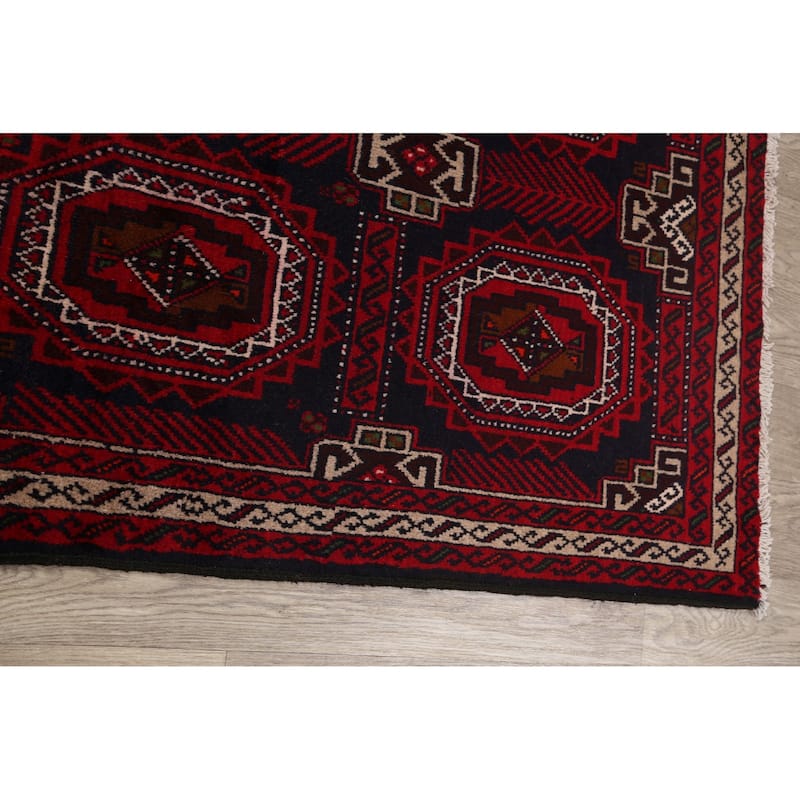 Tribal Geometric Balouch Afghan Oriental Area Rug Wool Hand-knotted - 3'5" x 6'2"