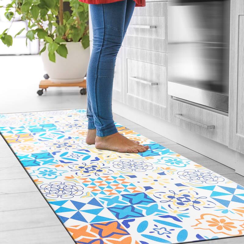 World Rug Gallery Geometric Tile Anti-Fatigue Standing Mat