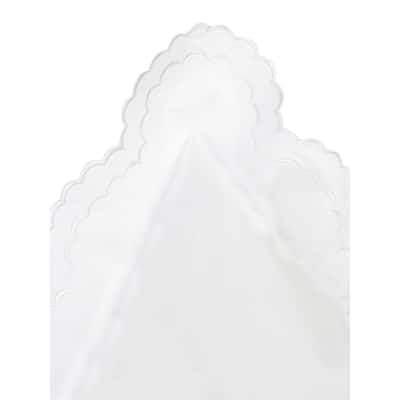 Percale Double Scalloped Embroidered Pillowcase and Sham Cover Set