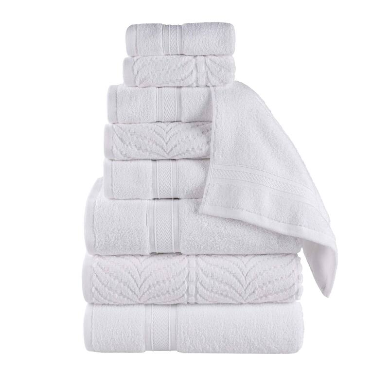 Superior Chevron Zero Twist Solid and Jacquard Cotton 9 Piece Towel Set