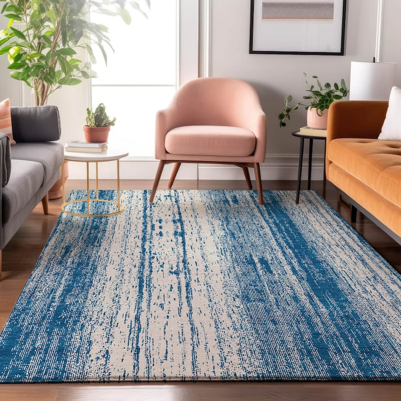 Premium Washable Super Soft Transitional Ombre Mayfield Rug - Navy - 10' x 14'