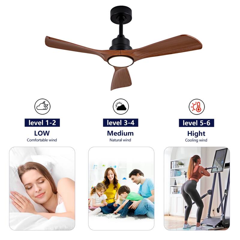 42" Ceiling Fan w/ Light 3 ABS Blades Remote Control Reversible DC Motor