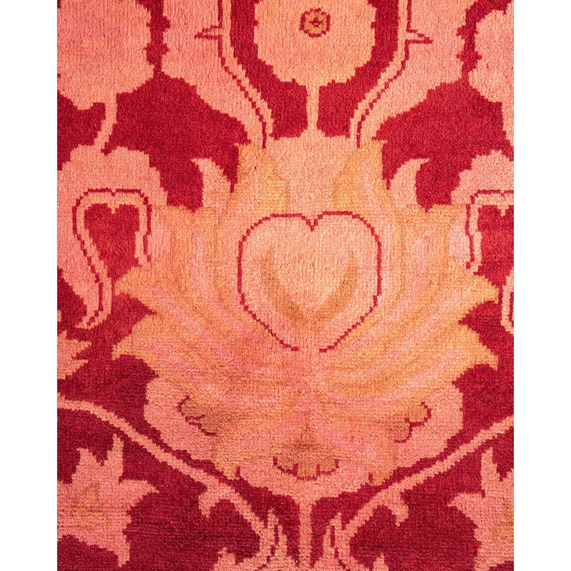 Overton Hand Knotted Wool Vintage Inspired Modern Contemporary Overdyed Red Area Rug - 10' 3" x 14' 3"