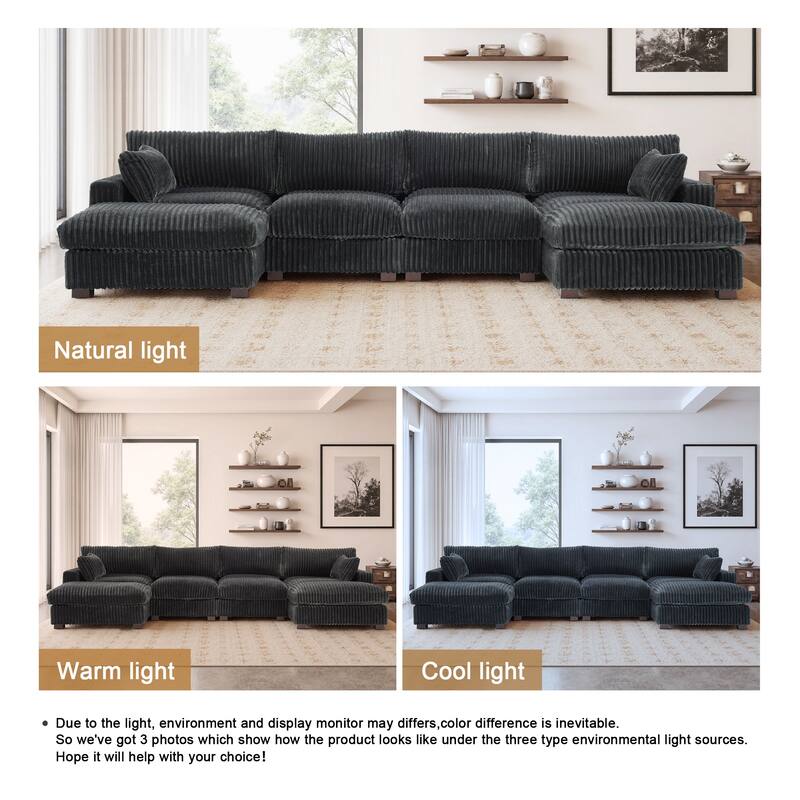 Oversized U-shaped Plush Modular Sectional Sofa Set