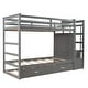 preview thumbnail 27 of 43, Wood Twin Over Twin Bunk Bed with Trundle and Staircase