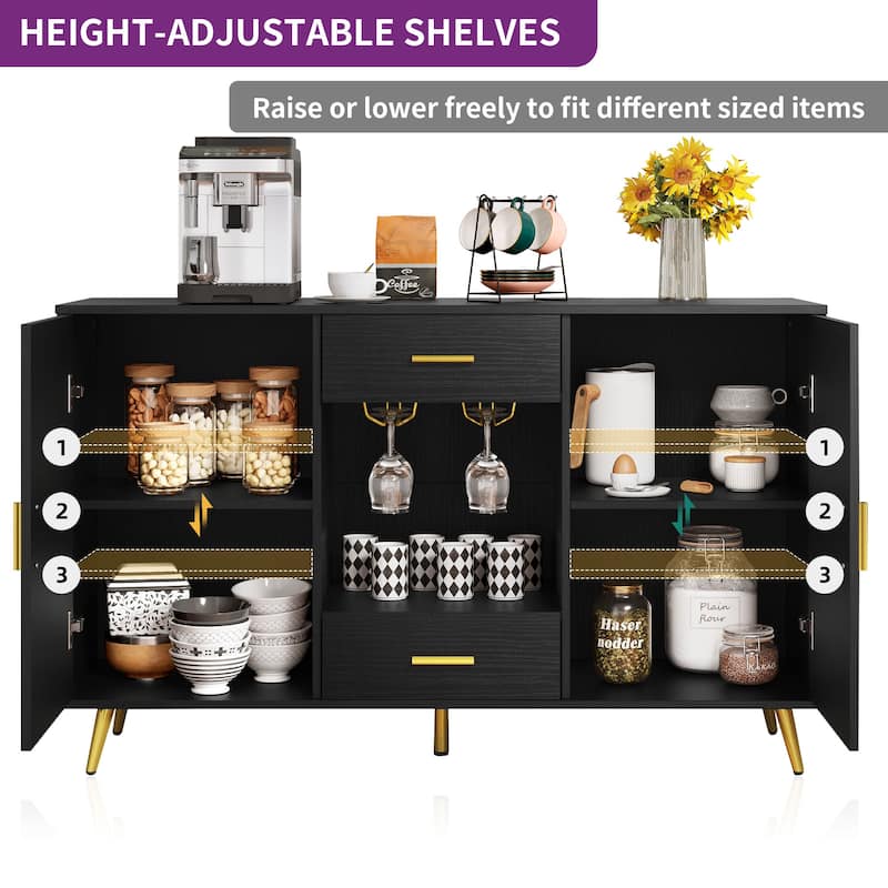 Moasis Wood Storage Sideboard Buffet Storage with 2-Drawers & 2-Doors