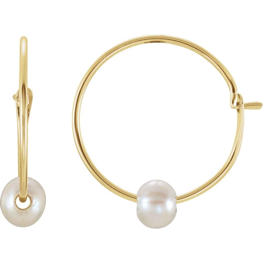 Curata 14k Yellow Gold 12mm Polished Children's Pearl Earrings