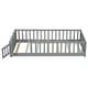 preview thumbnail 10 of 9, Grey Twin Size Pine Wood Floor Platform Bed with Storage Rack