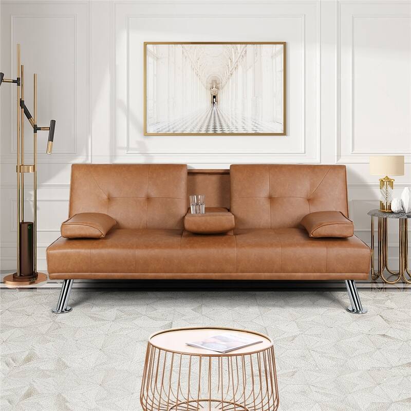 Yaheetech Modern Recliner Couch Faux Leather Futon Sofa Bed