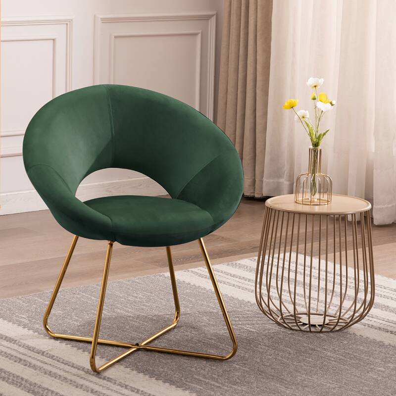 Porthos Home Reine Leisure Accent Chairs Set of 2, Velvet Upholstery, Gold Legs