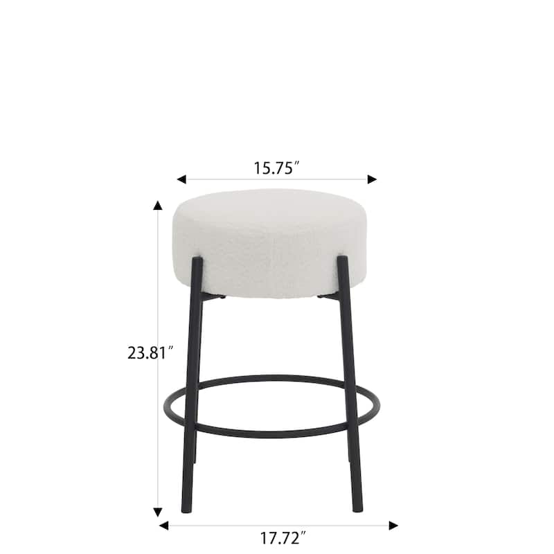 Set of 2 Contemporary Round Upholstered Dining Stools, Bar Stools
