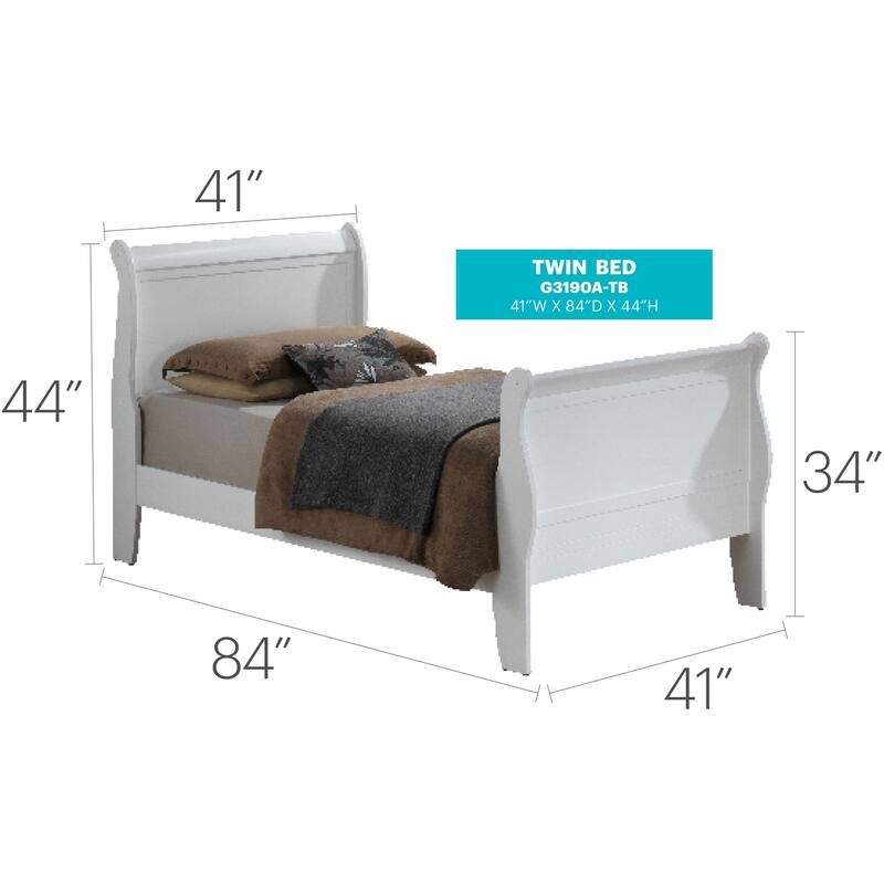 White Twin Bed with Timeless Finish, Cozy Frame and Durable Design for Kids' Rooms, Guest Spaces or Smaller Bedrooms