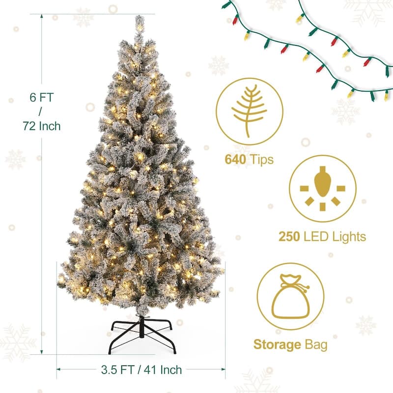 6FT Tall Lighted Xmas Tree with Foldable Metal Stand