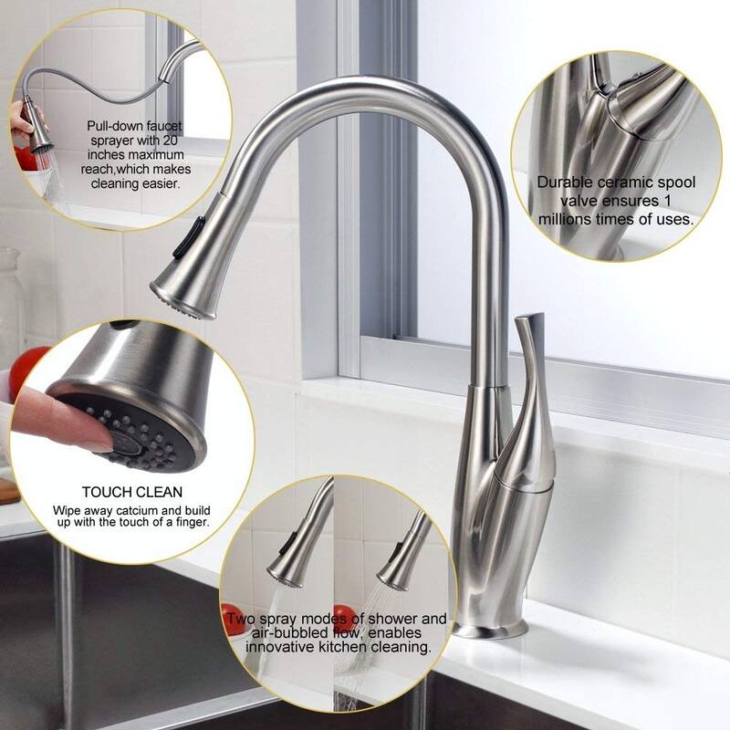 Pull Down Touch Single Handle Kitchen Faucet with Side Spray