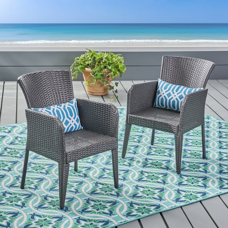 Anaya Outdoor Wicker Dining Chair (Set of 2) by Christopher Knight Home - N/A
