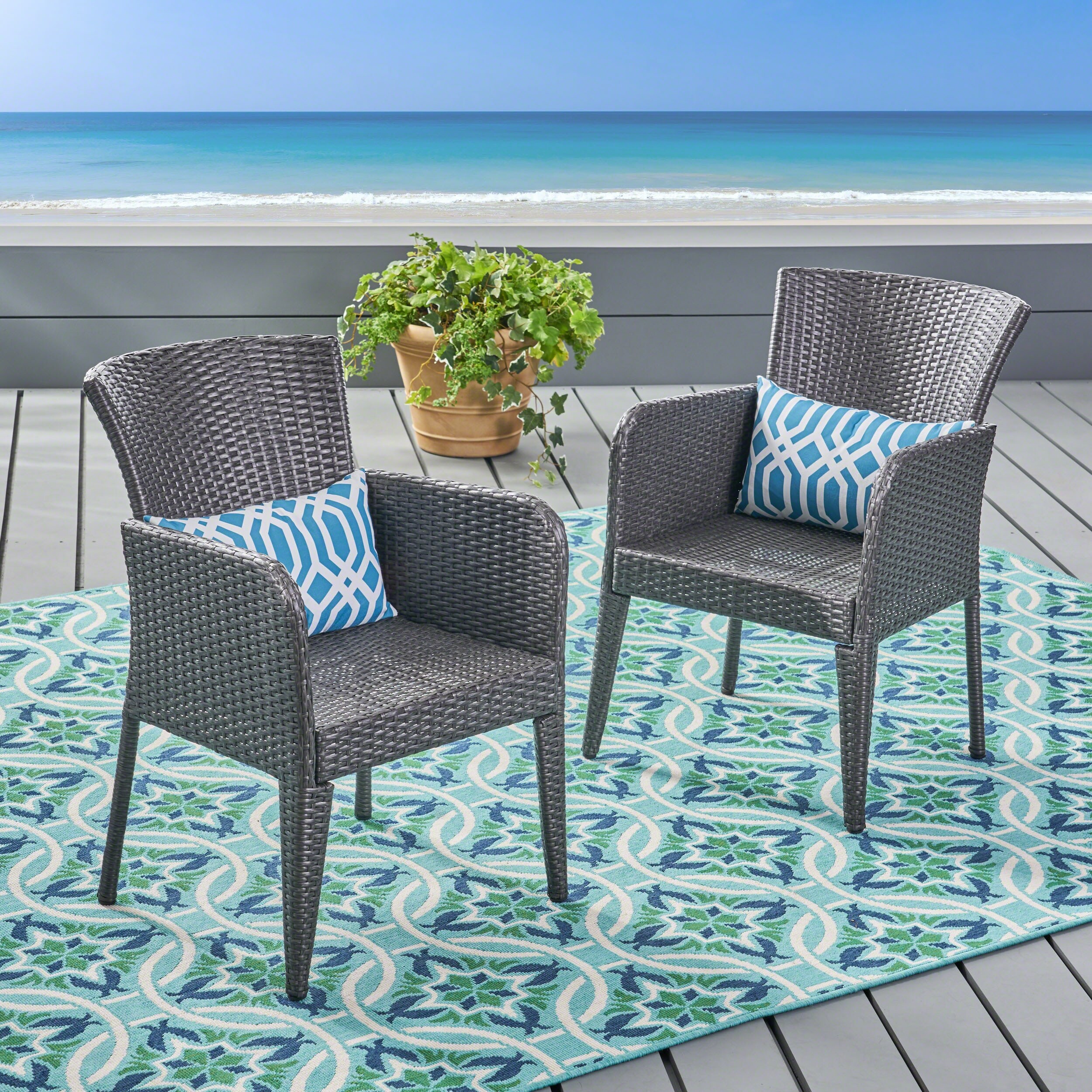 Anaya Outdoor Wicker Dining Chair (Set of 2) by Christopher Knight Home