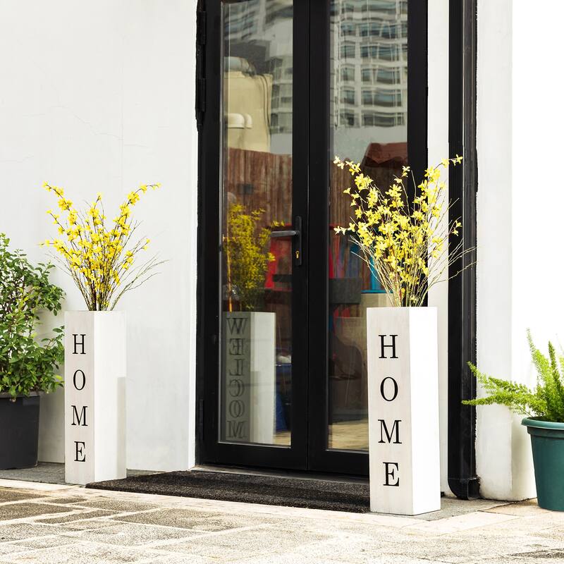 Glitzhome 30"H Rustic Welcome & Home or Welcome & Porch Double Sided Wooden Planter Sign Front Door Decor(2025 Quality-upgraded)