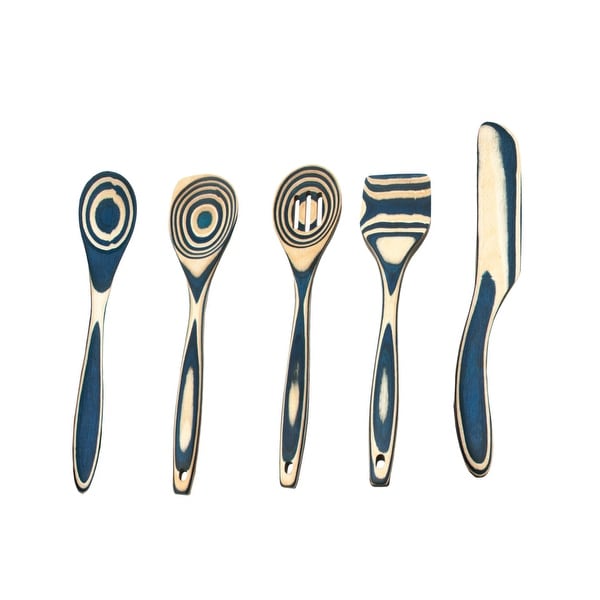 Island Bamboo Pakkawood 6-Piece Blue Utensil Set Bundle