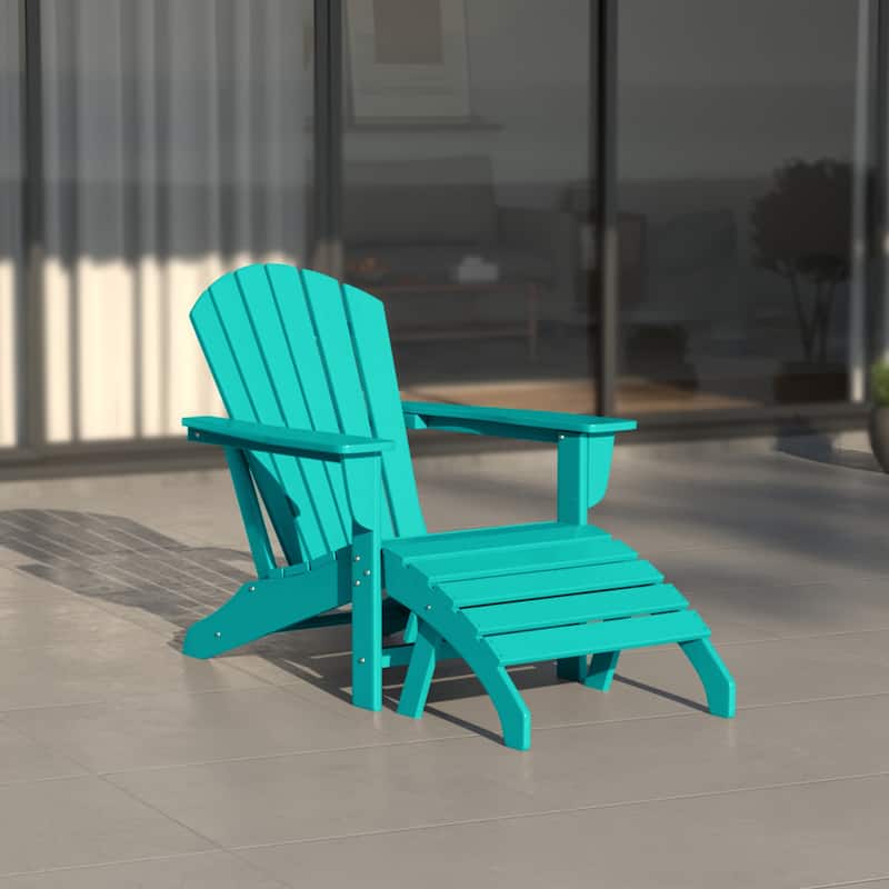 Altura Classic Outdoor Eco-Friendly All Weather Adirondack Chair with Ottoman (2-Piece Set)