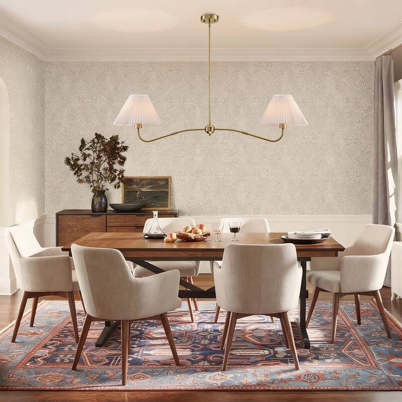 2-Light Linear Pleated Fabric Pendant Light