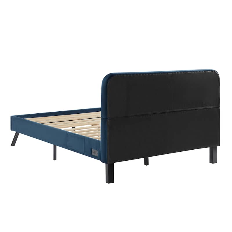 Studio Living Ashton Queen Upholstered Bed in Velvet Fabric
