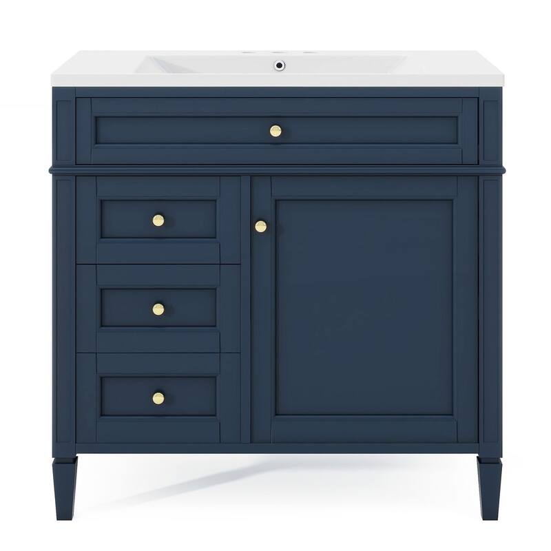 36" Modern Bathroom Vanity with Sink and Medicine Cabinet,2 Soft Closing Doors and 4 Drawers