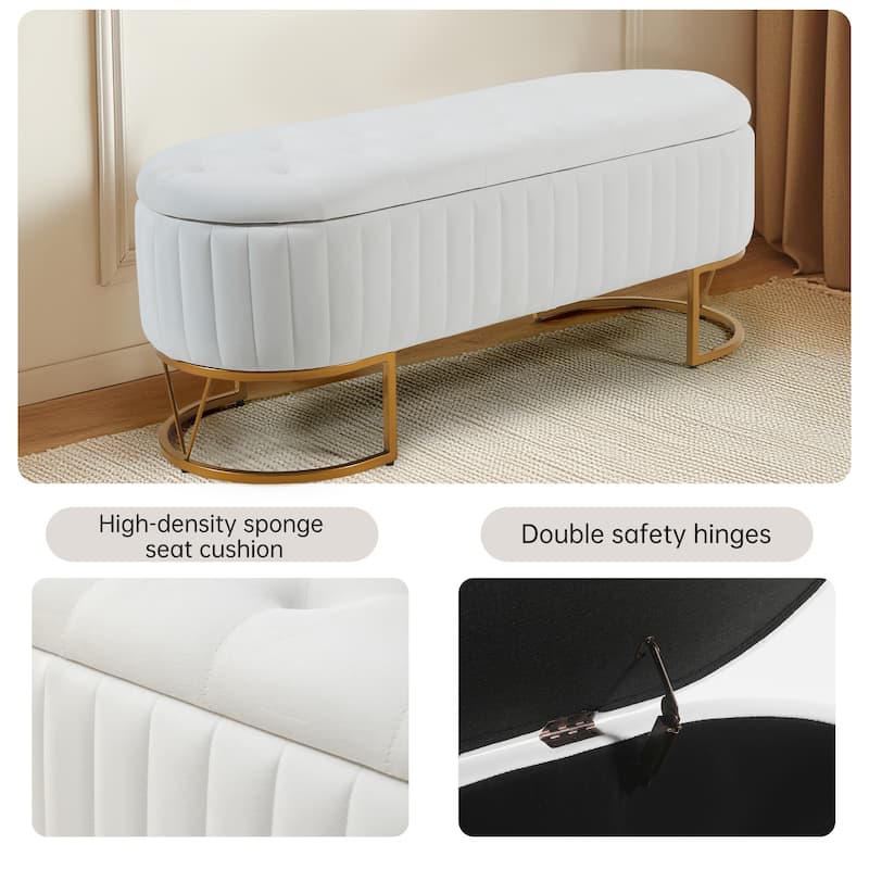 Velvet Storage Bench for Bedroom