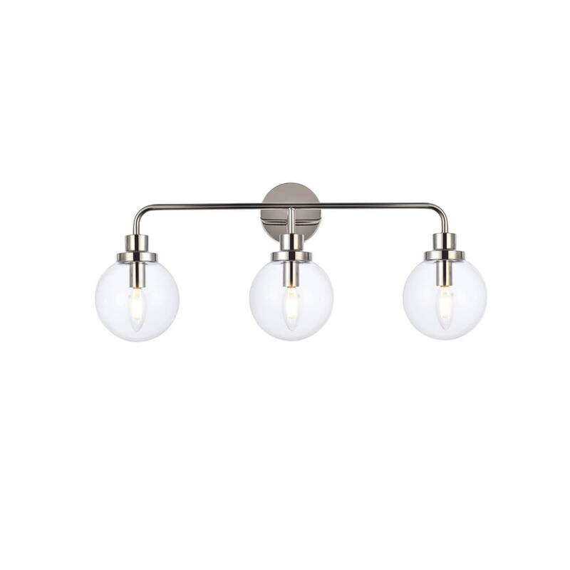 Elegant Lighting LD7035W28 Hanson 3 Light 28" Wide Vanity Light - Polished Nickel / Clear
