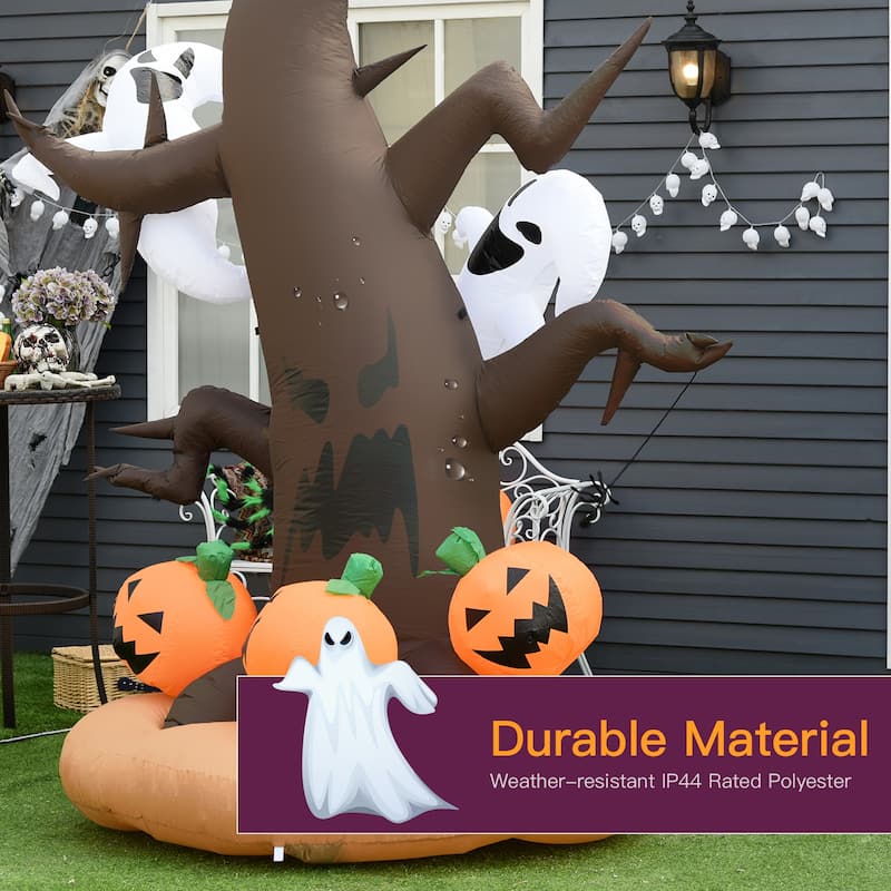 HOMCOM 8' Haunted Tree, Evil Jack-O'-Lantern, and Ghost Inflatable Halloween Decoration