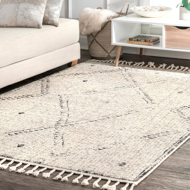 Nuloom Camilla Moroccan Tassel Area Rug - 5' x 8' - Ivory - Rectangle