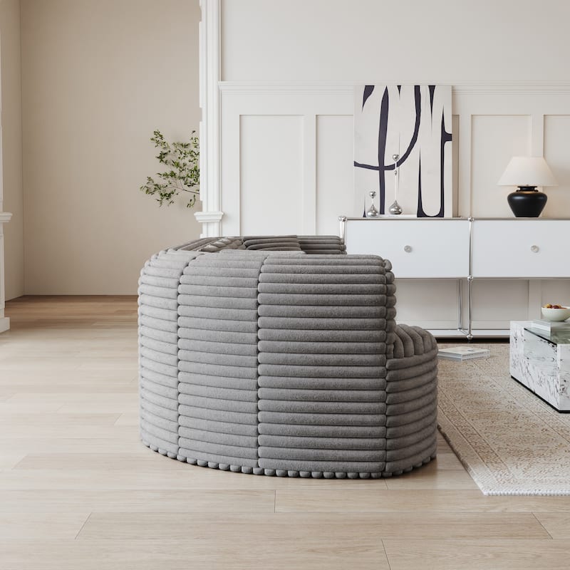 Oversized Modular Curved Sectional Sofa, Comfy Corduroy Upholstered Boneless Cloud Sofa, Memory Foam Floor Sofa with 6 Pillows