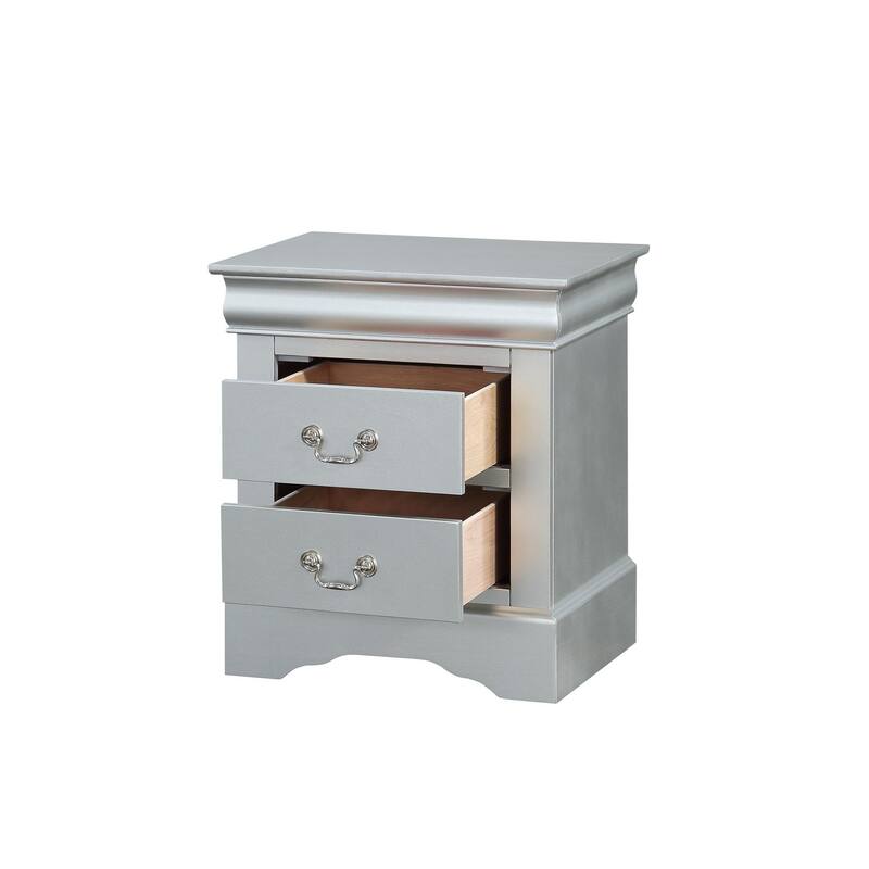 Transitional Style Wooden Nightstand with 2 Drawers