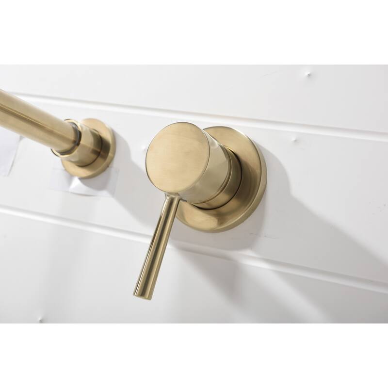 Wall Mounted Bathroom Sink Single Handle Faucet with Pop Up Drain, Silent Splash Proof, No Overflow, Easy Clean