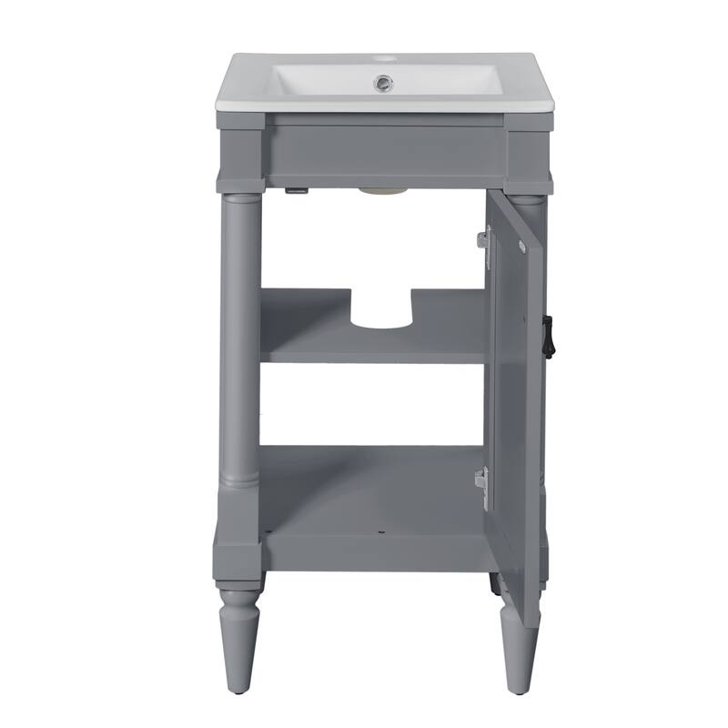 18" Freestanding Bathroom Vanity with White Integrated Ceramic Sink - 18'' x 16.1'' x 34''