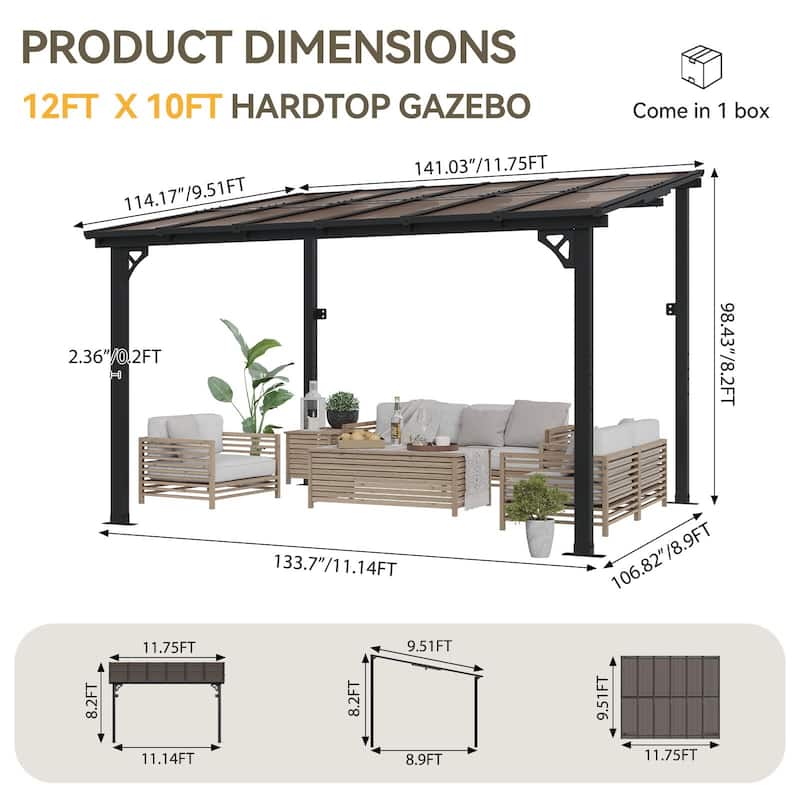 Gazebo for Patio, Gazebo Pergola with Sloped Roof