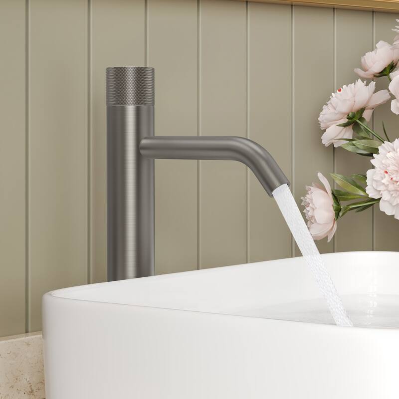 GRANDJOY 2-Pack Single Handle Vessel Sink Faucet with Pop-Up Drain, Mid-Arc Bathroom Design