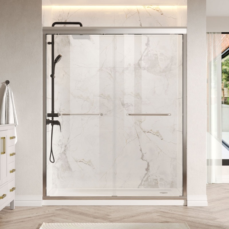 56 In. - 60 In. W X 76 In. H Semi-Frameless Double Sliding Shower Door DV-1SD0247S