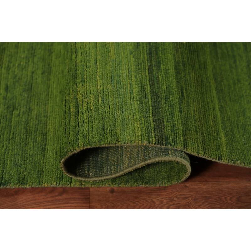 Modern Green Gabbeh Oriental Area Rug Handmade Wool Carpet - 5'4" x 7'9"