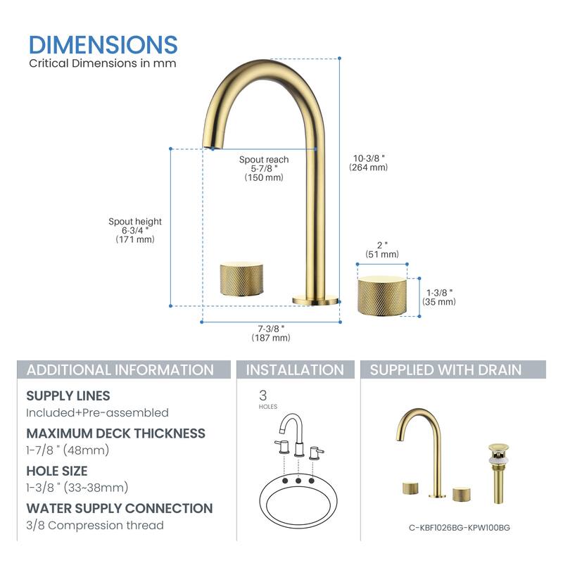 Circular X 8" Bathroom Sink Widespread Faucet with Drain Assembly