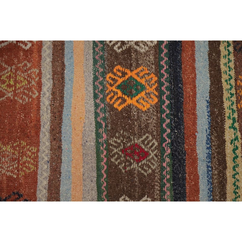 Hand Woven Oriental 100% Wool Carpet Southwestern Tribal Multi-Colored Kilim Area Rug - 9' 3'' X 5' 4''