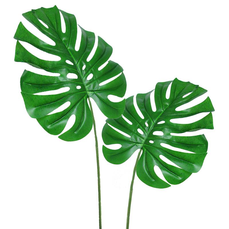 Set of 6 Artificial Philodendron Monstera Split Leaf Stem Plant Greenery Foliage Spray Branch 28.5in