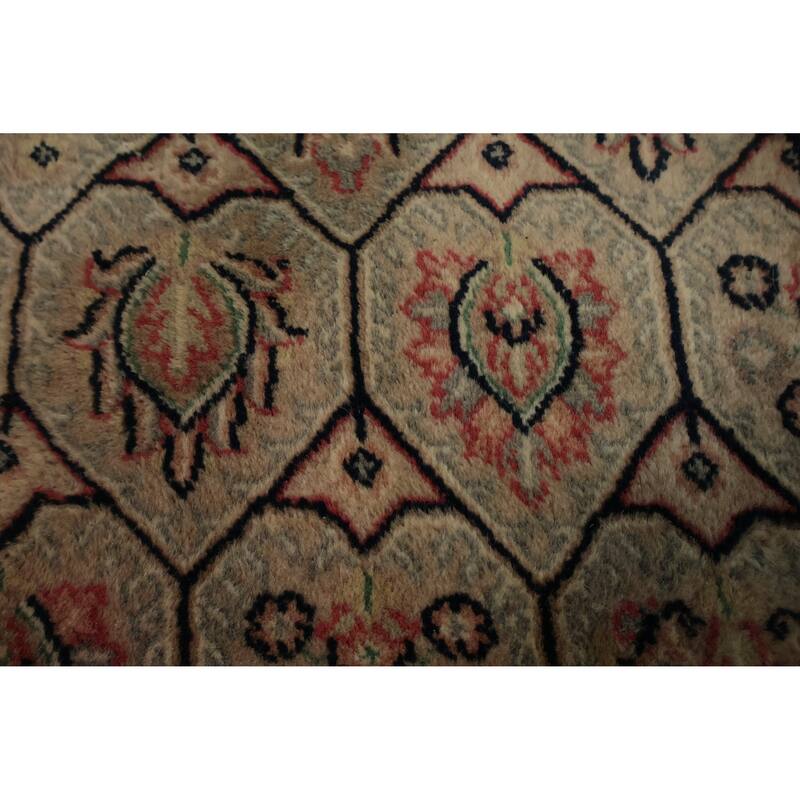 Hand Knotted Oriental 100% Wool Carpet Traditional Geometric Brown Agra Area Rug - 9' 8'' X 6' 8''